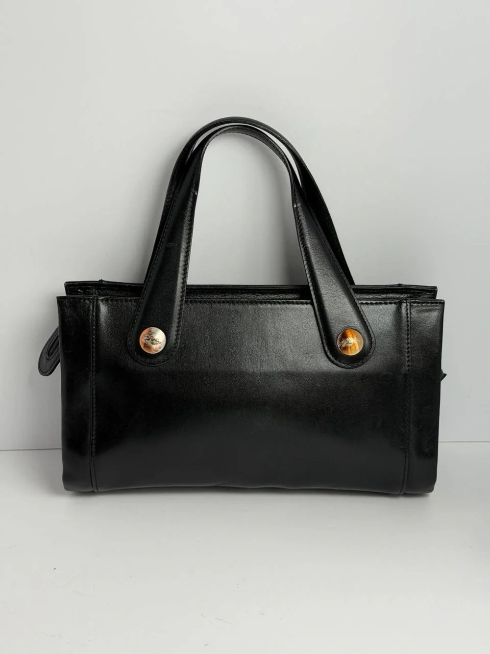 Vintage Longchamp Black Leather Handbag
